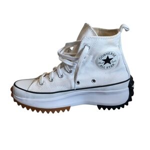 Converse Run Star Hike Platform High Top Sneakers White Canvas Lug Sole 5.5M |7W